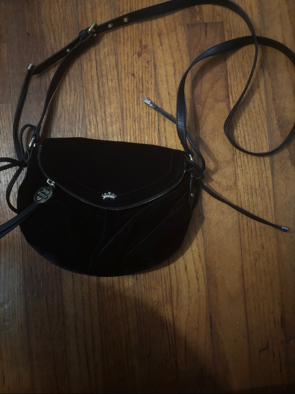 Black Velvet Crossbody Shoulder Bag - vintage juicy couture